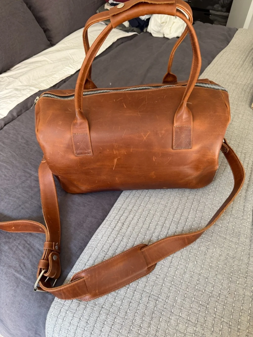 Classic Village Tannery Tan Leather Duffel Bag for Men